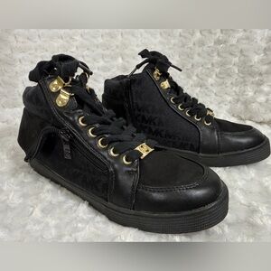 MICHAEL Michael Kors Katrina2‎ High-Top Black w/ Gold Size 4 Sneakers NWOT